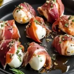 Delicious Prosciutto Wrapped Mozzarella Bites on a Platter