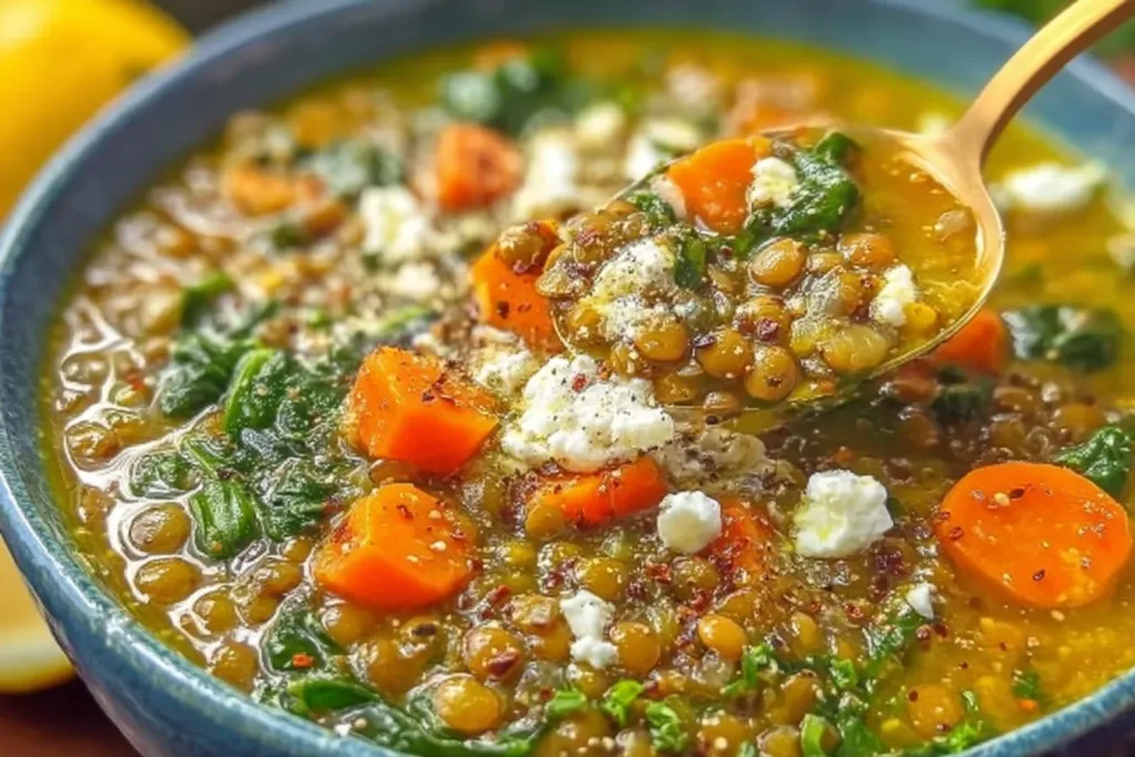 Quick Lemon Lentil Soup with Canned Lentils in a Bowl