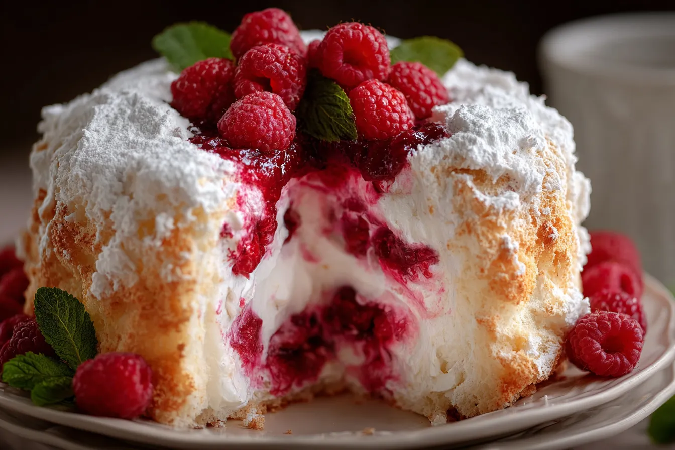 Raspberry Angel Food Cake