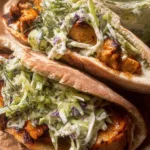 Sheet Pan Chicken Pitas with Herby Ranch Slaw on a Serving Platter