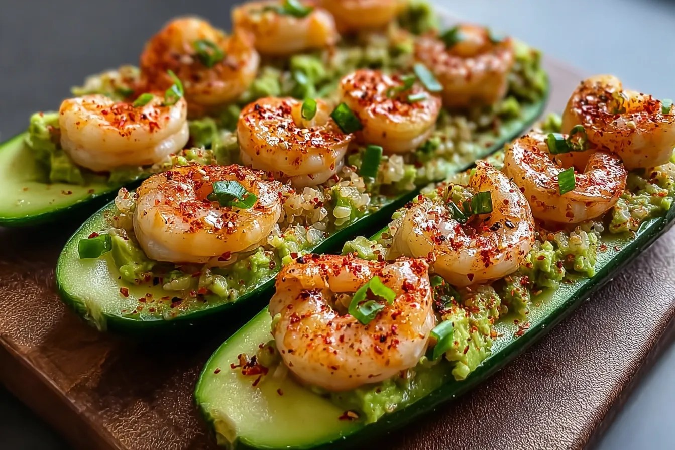 Shrimp Avocado Cucumber Boats