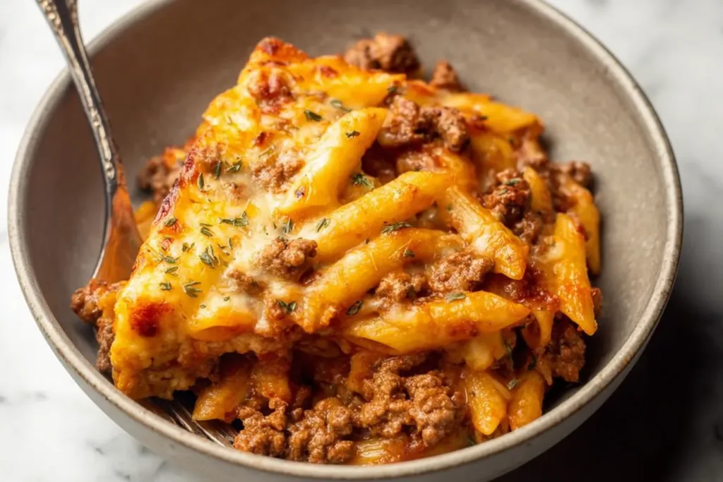 Simple Ground Beef Casserole Fresh Out of the Oven