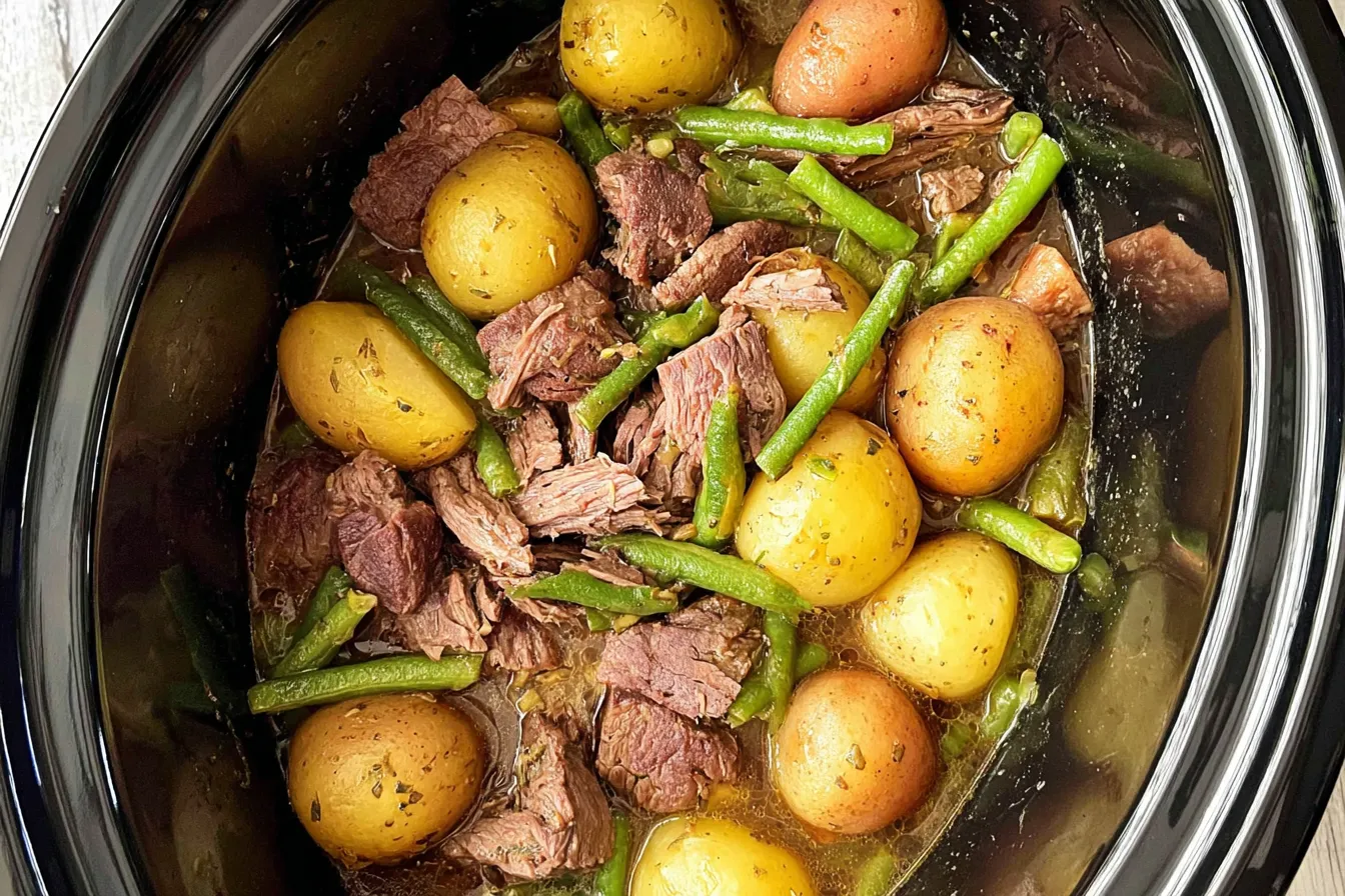 Slow Cooker Garlic Butter Beef with Potatoes – Easy Tender Recipe