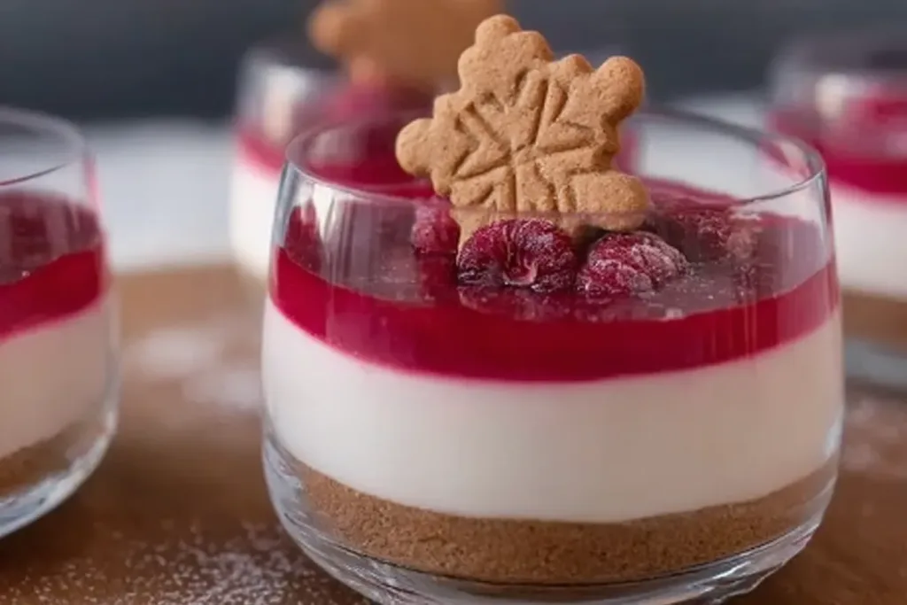 Delicious Spekulatius Dessert with Raspberries for Christmas