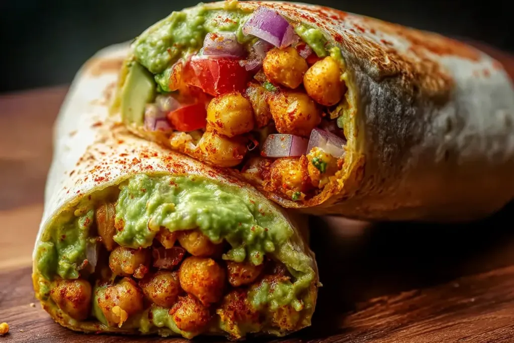 Spicy Chickpea and Avocado Wrap Ready to Enjoy