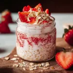 Strawberries and Cream Overnight Oats in a Jar
