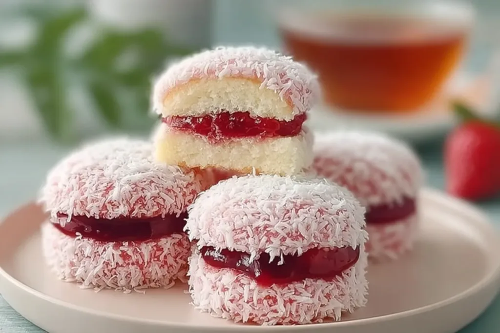 Delicious Strawberry Coconut Sponge Cakes Freshly Baked