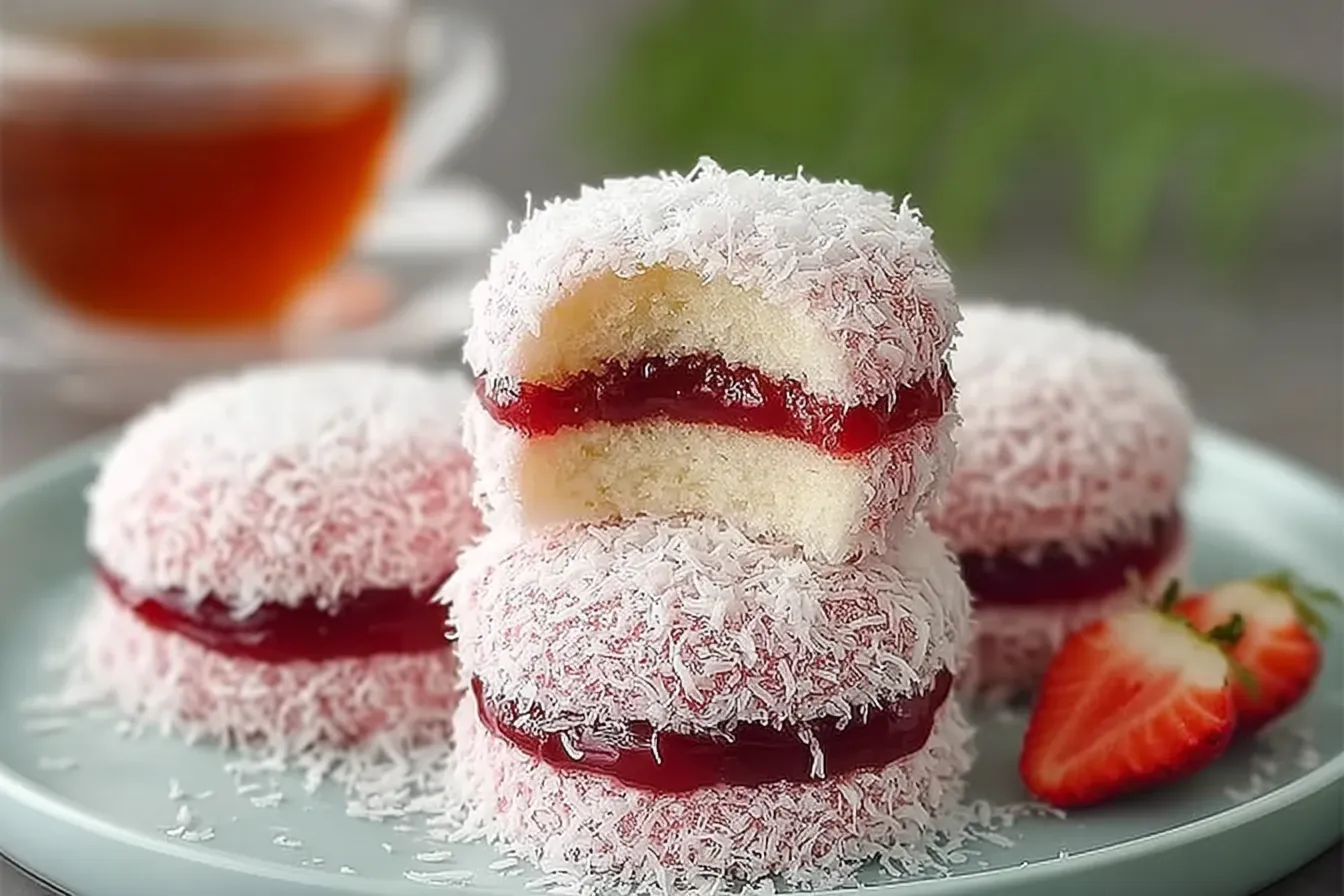 Strawberry Coconut Sponge Cakes 