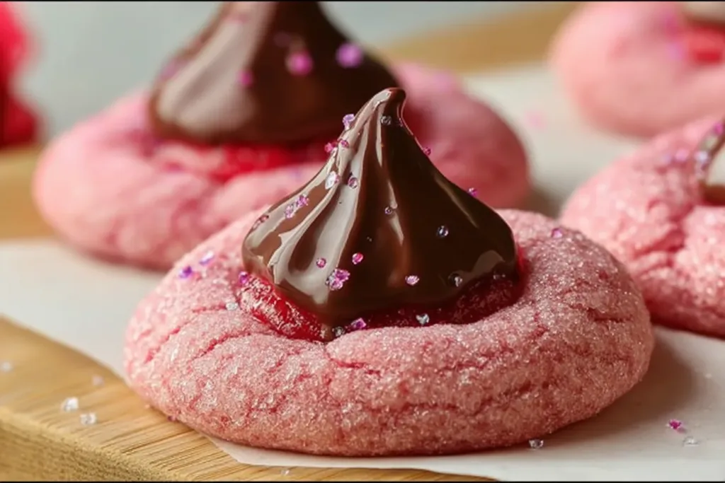 Delicious Strawberry Kiss Cookies on a Plate