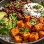 Colorful Sweet Potato Taco Bowl Loaded with Fresh Ingredients