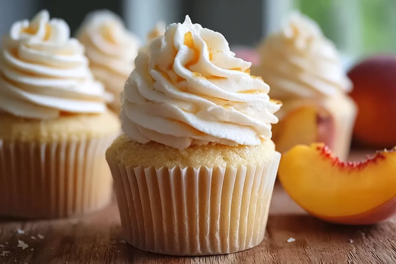 The Best Honey Peach Cream Cheese Cupcakes