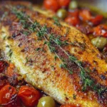 Mediterranean Baked Fish Served on a Plate