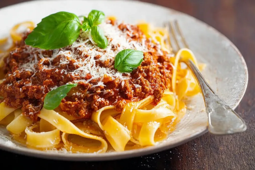 Turkey Bolognese Served Over Pasta