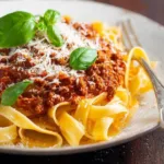 Turkey Bolognese Served Over Pasta