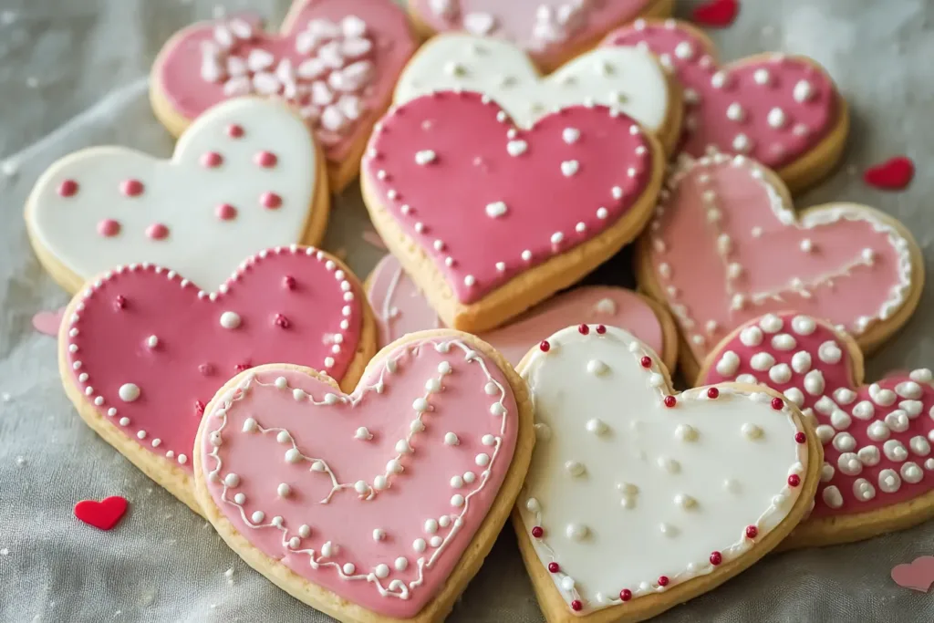 Valentines Day Heart Cookies on a Decorative Plate