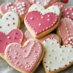 Valentines Day Heart Cookies on a Decorative Plate