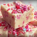 Valentine’s Day Sugar Cookie Fudge in Heart Shapes