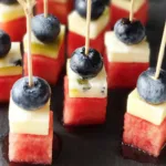 Watermelon, Cheese, and Blueberry Skewers Platter