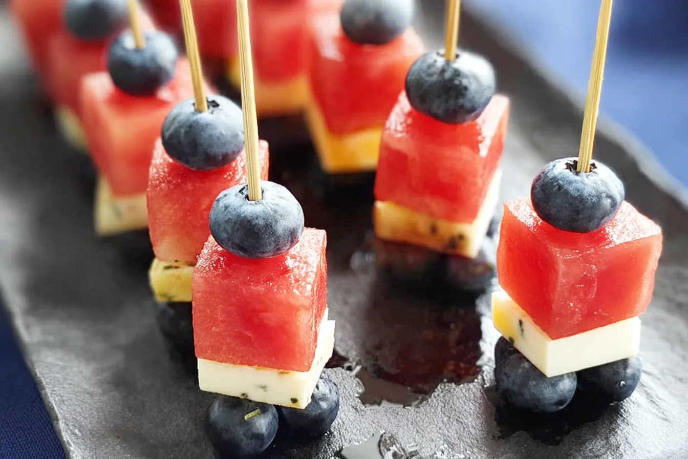 Watermelon, Cheese, and Blueberry Skewers: A Delightful Treat 4 Watermelon, Cheese, and Blueberry Skewers