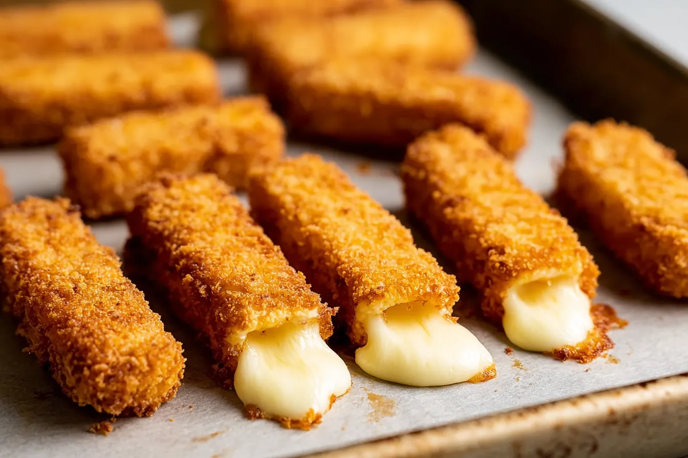Air Fryer Mozzarella Sticks Crispy Outside, Gooey Inside 
