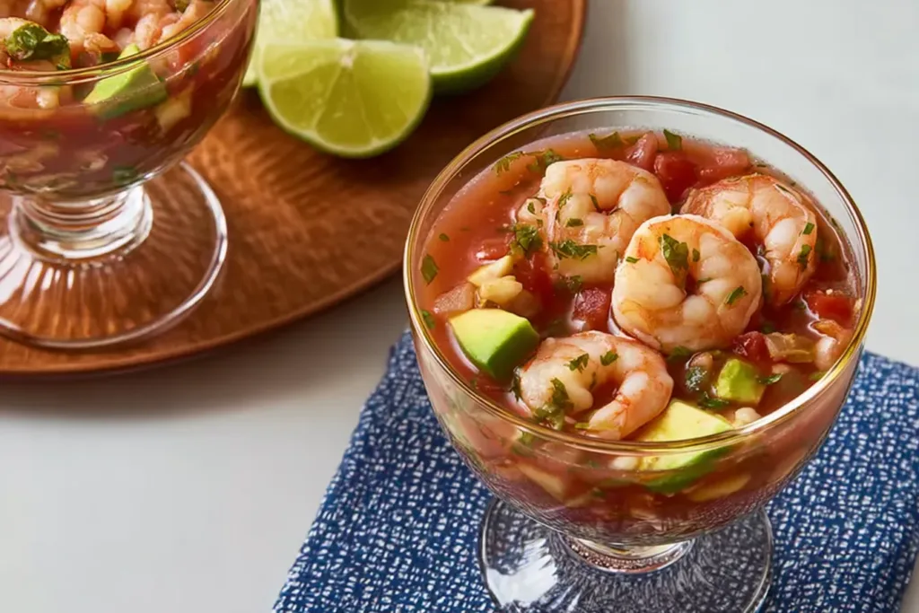 Vibrant Authentic Mexican Shrimp Cocktail (Coctel de Camarones estilo Mexicano)
