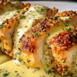 Baked Caesar Chicken with Creamy Parmesan Sauce Plated