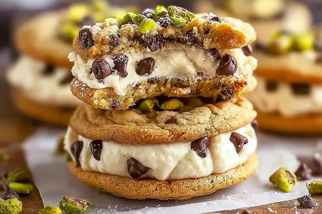 Delicious Cannoli Cream Sandwich Cookies on a Plate