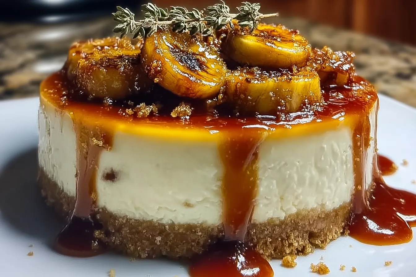 Caramelized Banana Cheesecake Rum Glaze