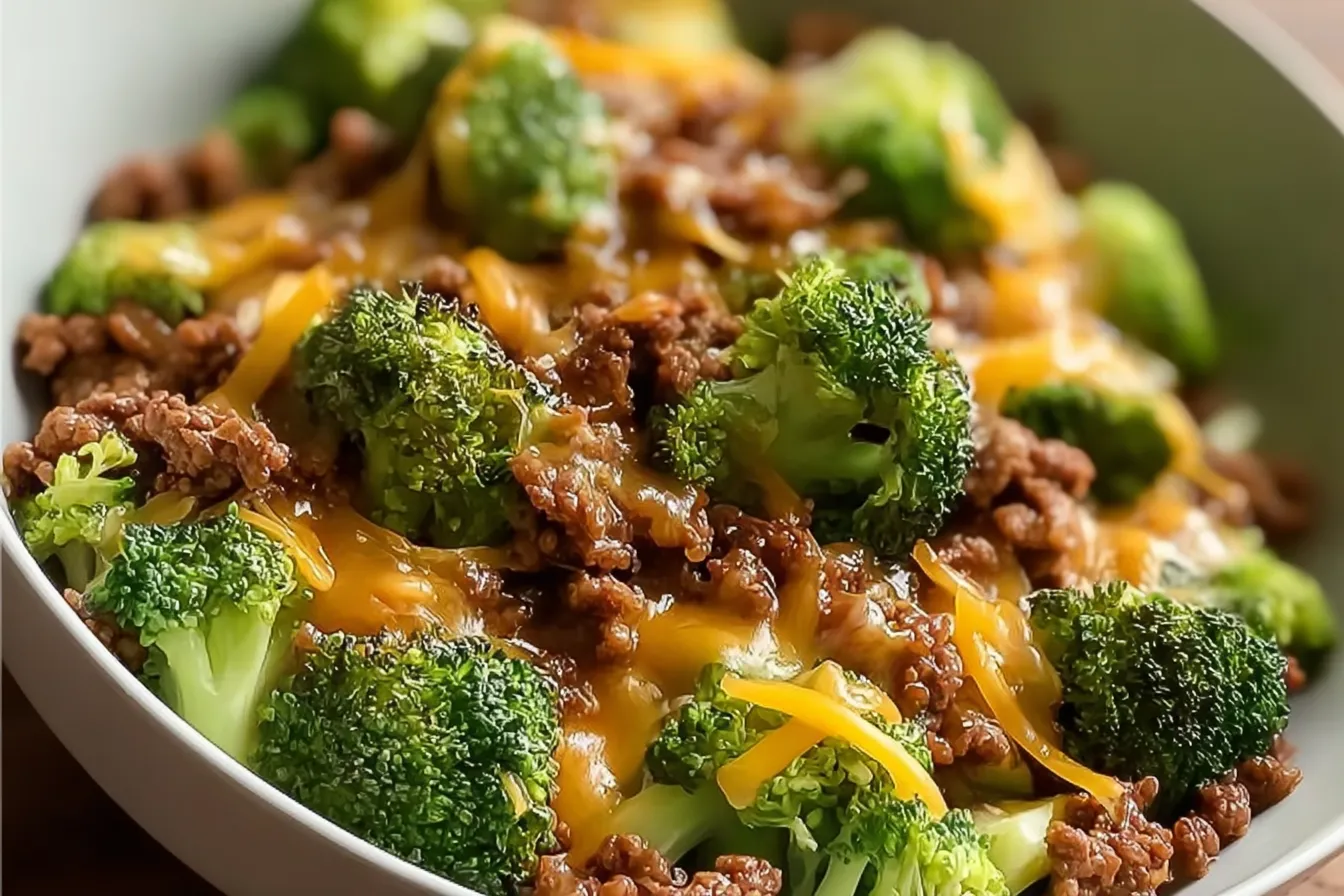 Cheesy Ground Beef and Broccoli 