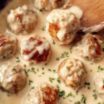 Delicious Chicken Meatballs In Cream Sauce Served Warm