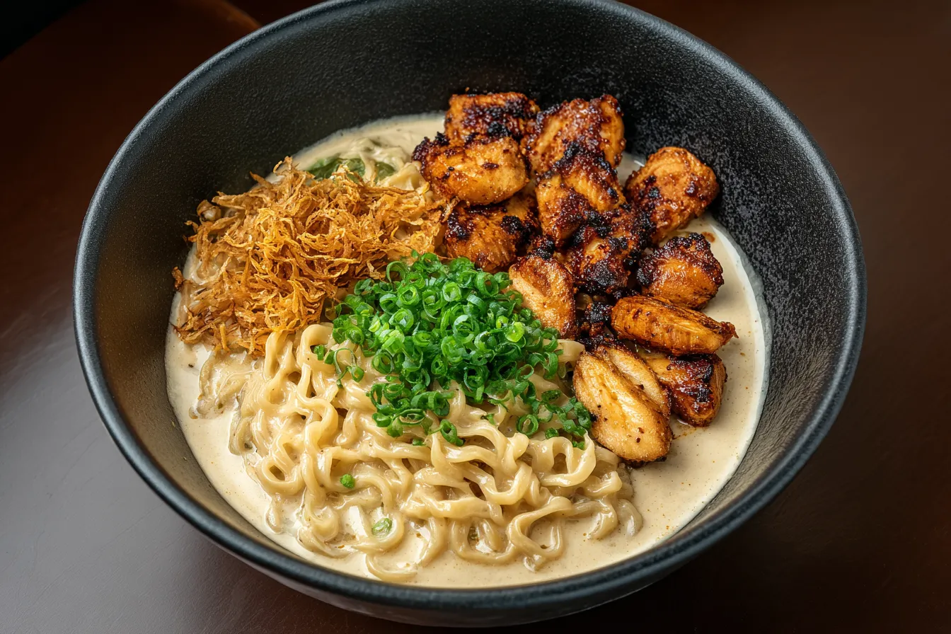  Chicken Ramen with Creamy Garlic Sauce
