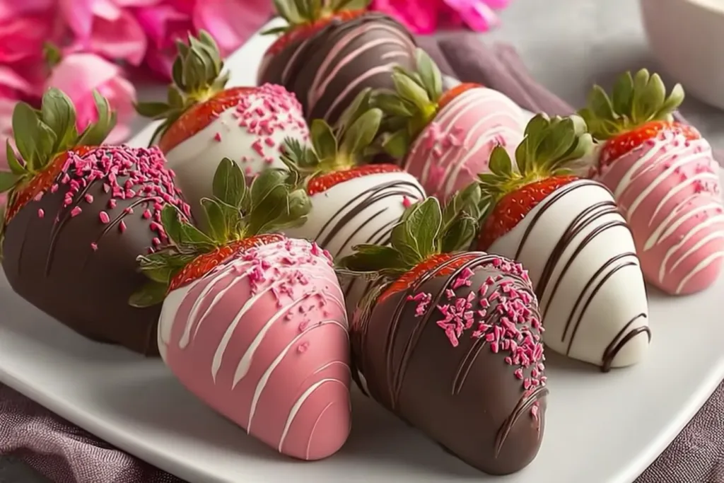 Delicious Chocolate Covered Strawberries on a Platter