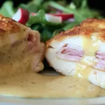 Classic Chicken Cordon Bleu Plated with Herbs