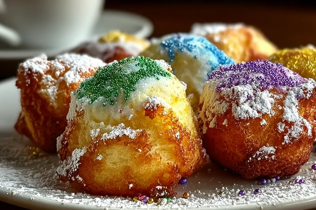 Delicious King Cake Bites Ready for Carnival Celebrations