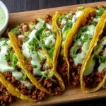 Easy Baked Ground Turkey Tacos with Avocado Sauce in a Pan
