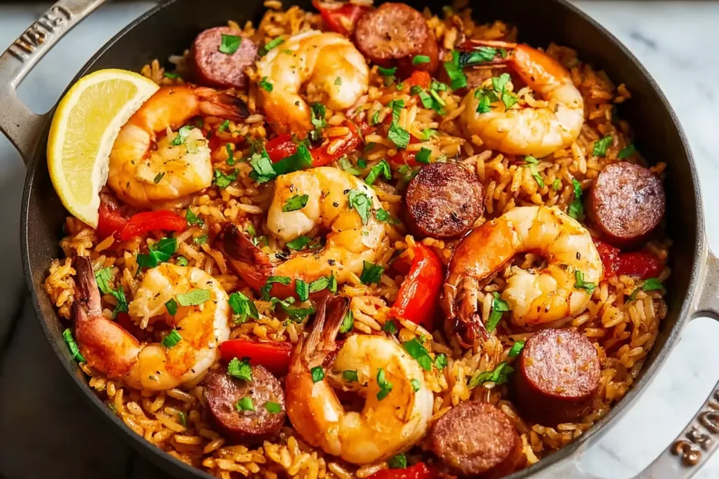 Easy One Pot Jambalaya with Shrimp and Sausage Dish