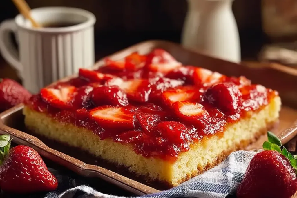 Irresistible Fresh Strawberry Sheet Cake Slice