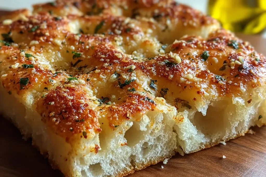 Garlic Parmesan Focaccia Bread Freshly Baked