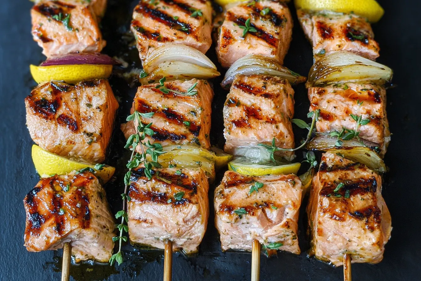 Grilled Salmon Kebabs (5 Ingredients)