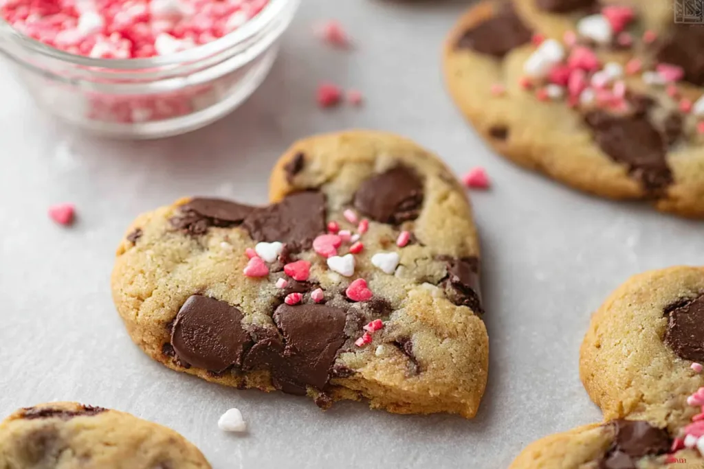 Heart Shaped Chocolate Chip Cookies Fresh Out of the Oven