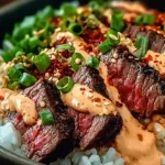 Irresistibly Easy Korean BBQ Steak Rice Bowls with Spicy Cream Sauce