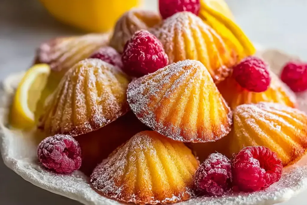 Lemon Raspberry Madeleines Freshly Baked
