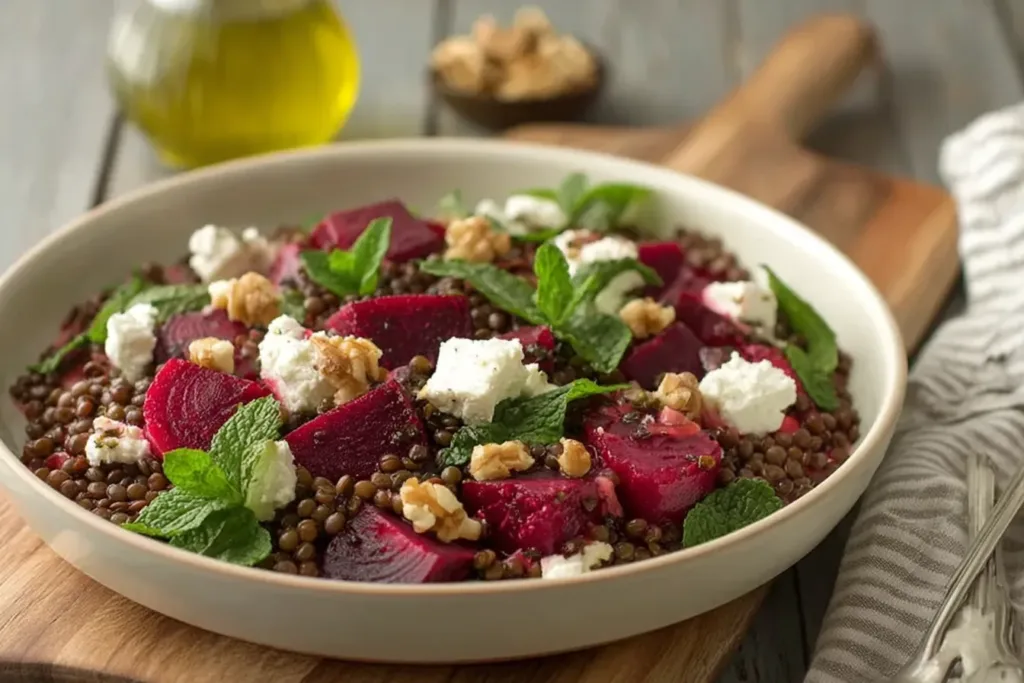 Lentil & Roasted Beet Salad with Feta & Mint