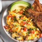 Delicious Loaded Scrambled Eggs on a Plate