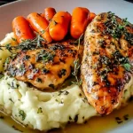 Mouthwatering Garlic Herb Chicken with Creamy Mashed Potatoes Plated