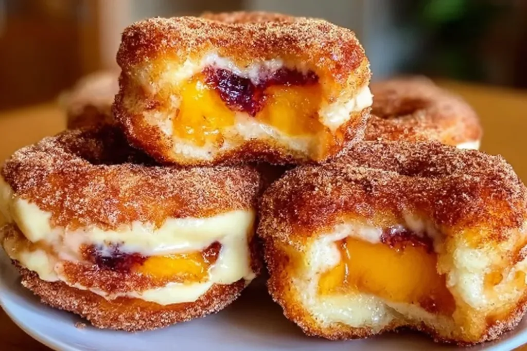 Delicious Peach Cobbler Cheesecake Donuts Freshly Baked