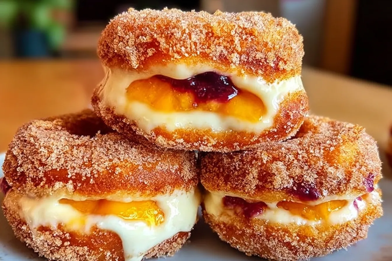 Peach Cobbler Cheesecake Donuts