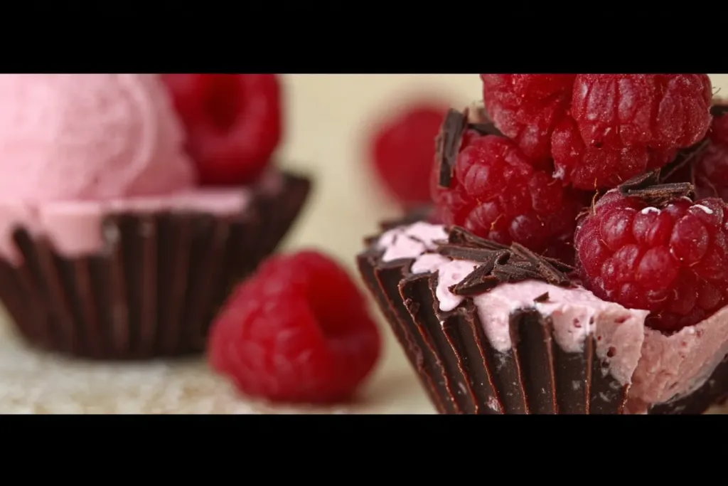 Delicious Raspberry Mousse Chocolate Cups Ready to Serve