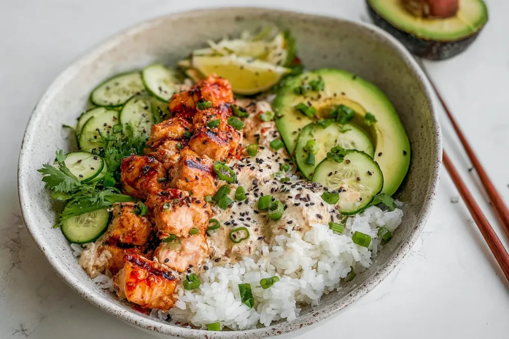 Spicy Salmon Bowls with Coconut Rice - Delicious Dinner Idea