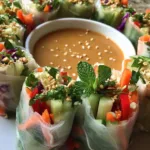 Colorful Spring Roll Salad with Peanut Dressing in a Bowl